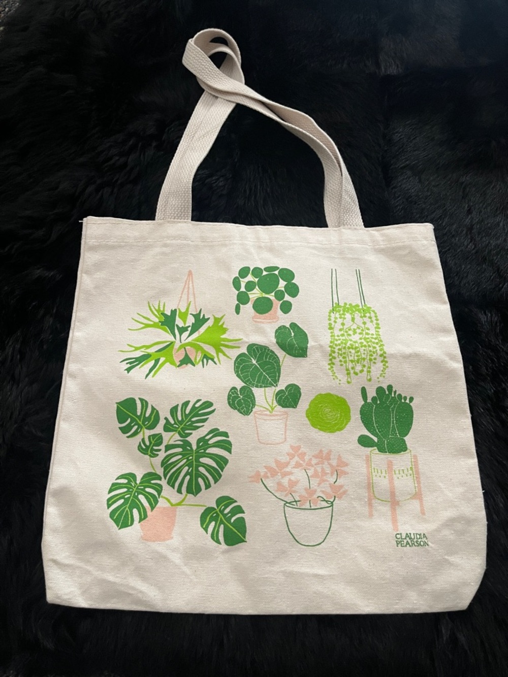 Claudia Pearson Bloom Everyday Tote Bag Cream‎ Cotton Canvas House Plants Print
